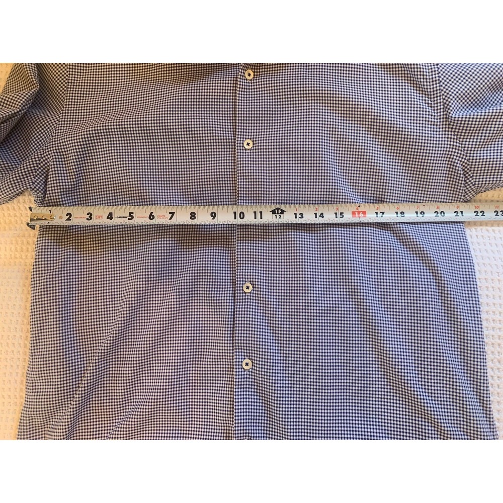 Bugatchi Shirt Men Blue Check 17.5 36-37 Classic Fit Long Sleeve - Picture 7 of 11